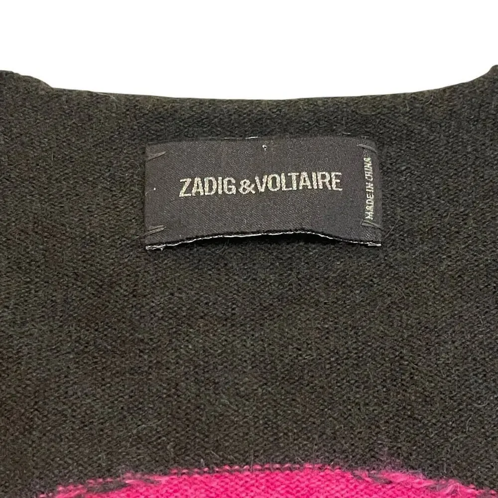 Rare Zadig & Voltaire Cashmere Skull Sweater | Pink Back Graphic, 100% Cashmere